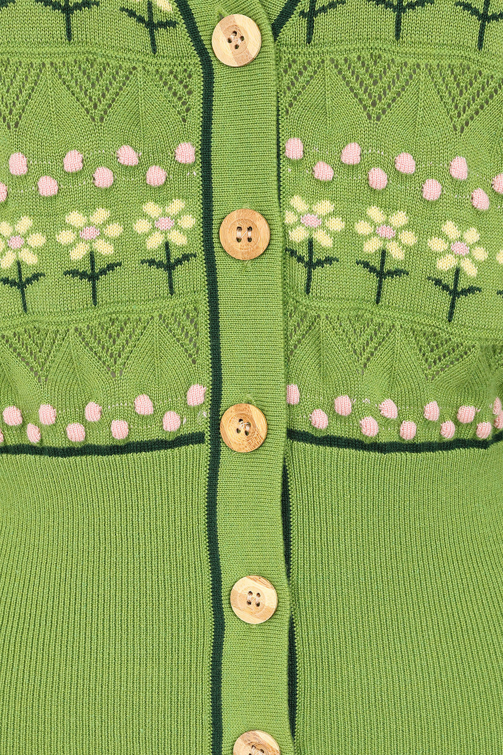 Kitty Bloom 50s Cardigan - grüne Strickjacke mit Stickerei