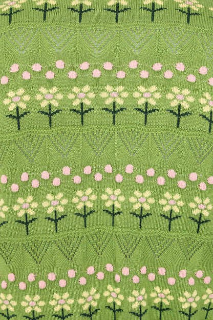 Kitty Bloom 50s Cardigan - grüne Strickjacke mit Stickerei