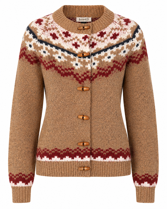 Winnie Winter Cardigan - 60s Strickjacke in braun