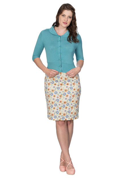 April Cardigan blue - Retro Strickjacke in blau