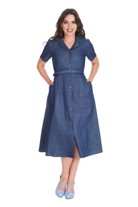 Summer Denim Dress - Retro Kleid im Jeans-Look