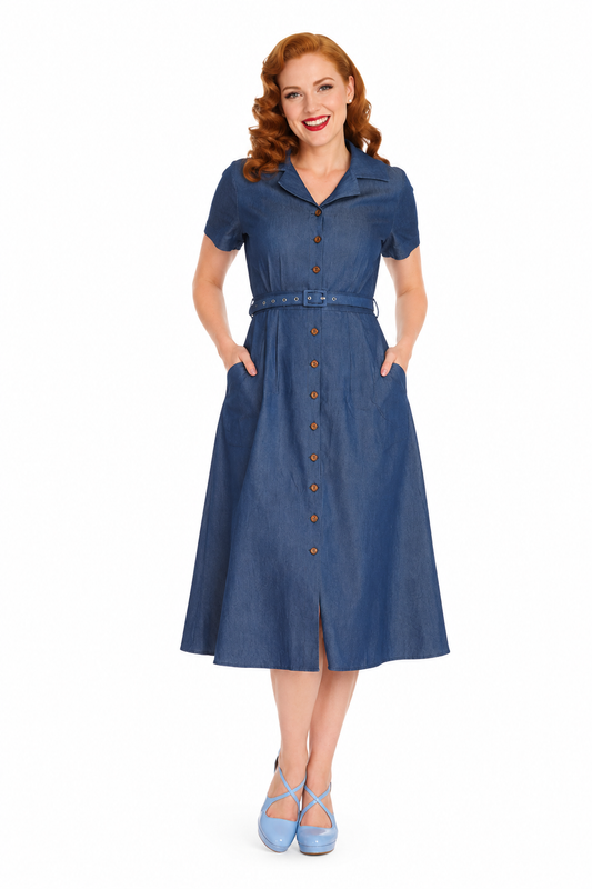 Summer Denim Dress - Retro Kleid im Jeans-Look