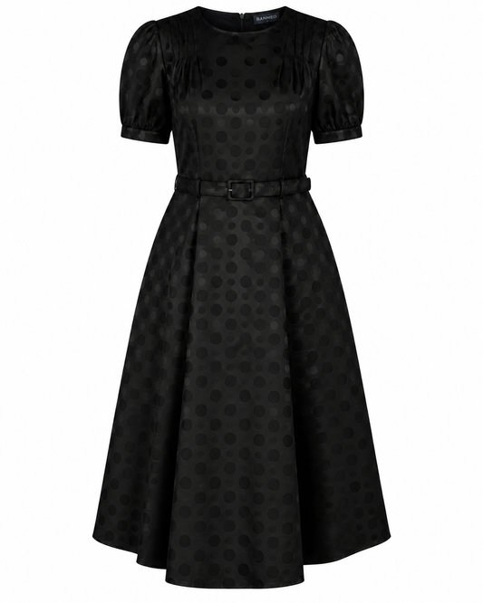 Black Iris 40s Dress - Polka Dot Kleid im 1940er Jahre Stil