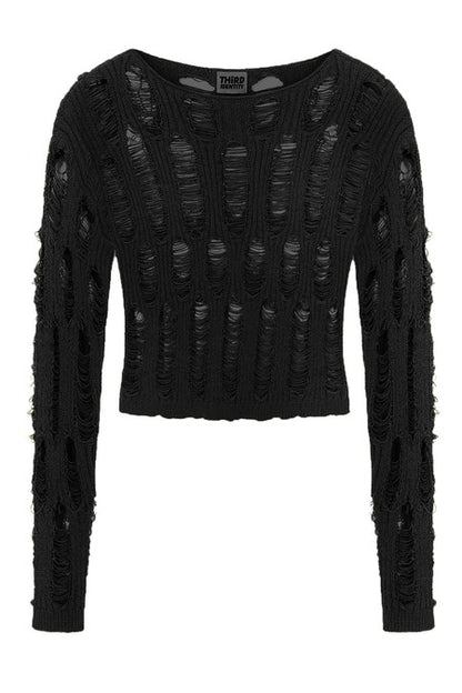 Prima Fetzen Jumper - Gothic Pullover mit Loch-Optik