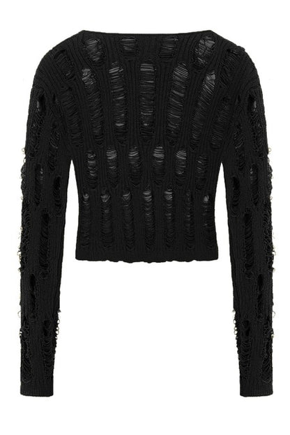 Prima Fetzen Jumper - Gothic Pullover mit Loch-Optik