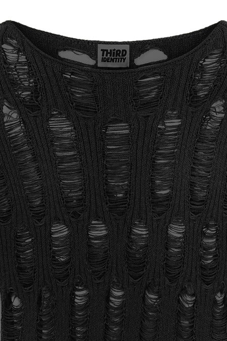 Prima Fetzen Jumper - Gothic Pullover mit Loch-Optik