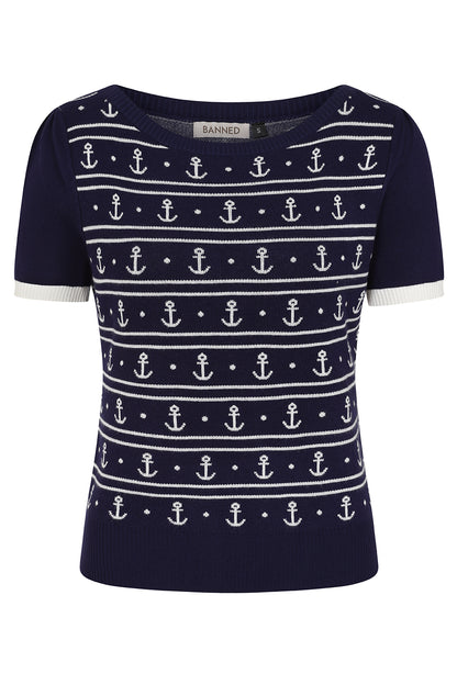 Nellie Anchor Jumper - maritimer Feinstrick Pullover