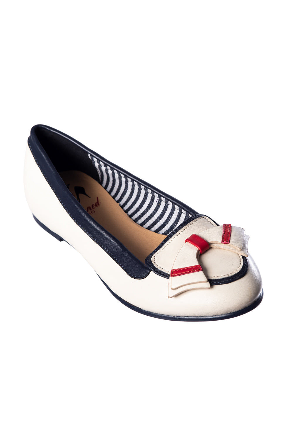 St Tropez Ballerinas in navy rot und ivory