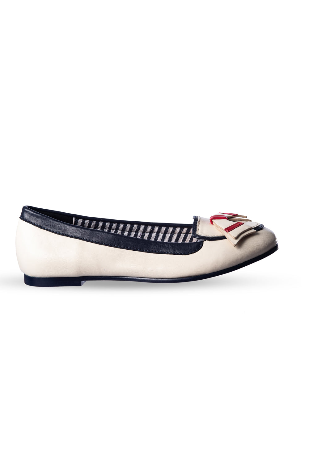 St Tropez Ballerinas in navy rot und ivory