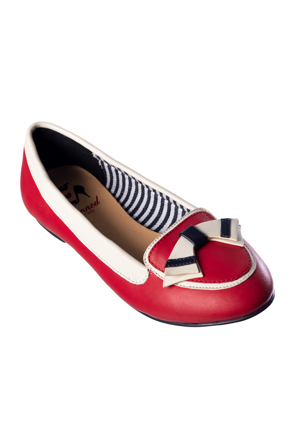 St Tropez Ballerinas in navy rot und ivory