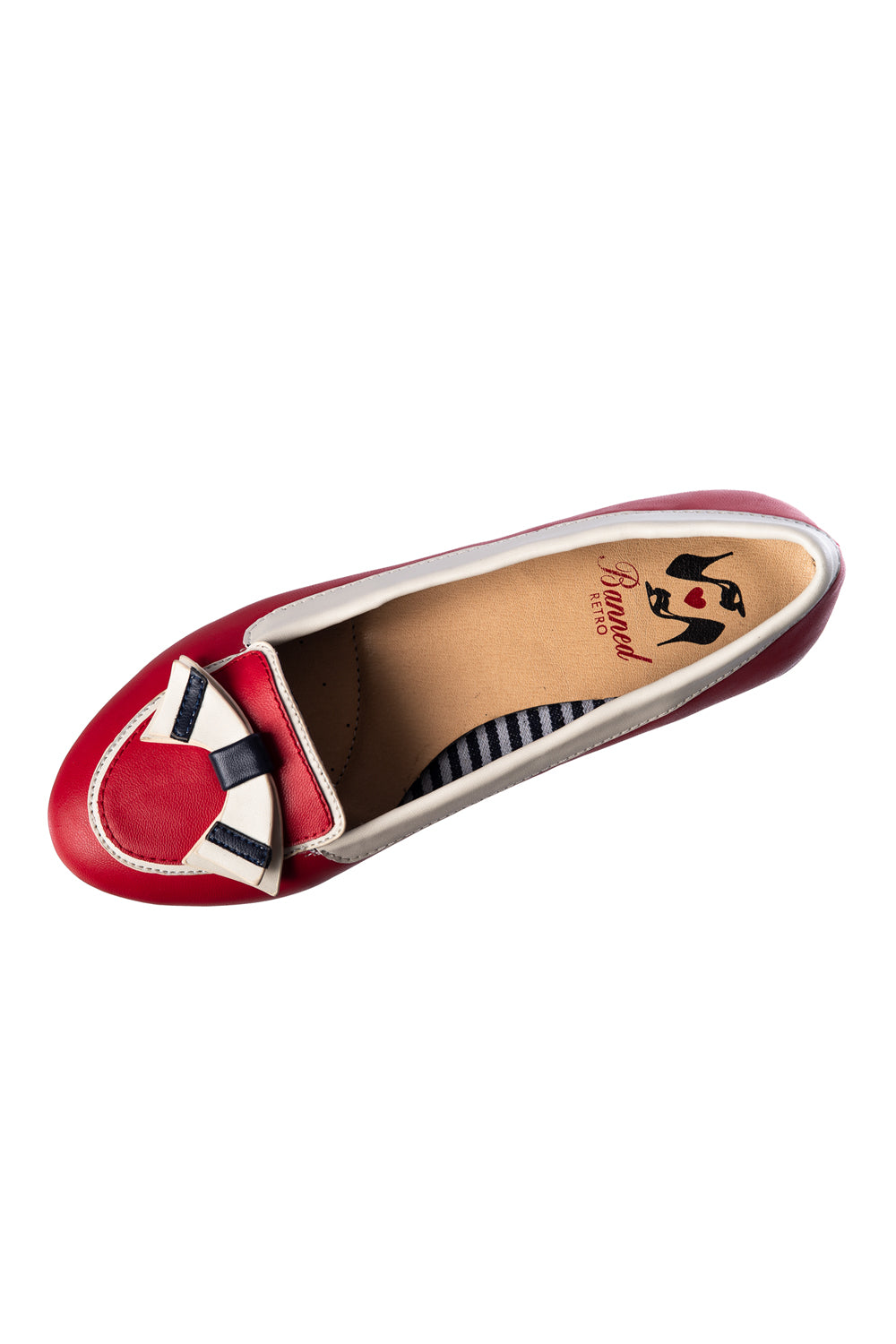 St Tropez Ballerinas in navy rot und ivory