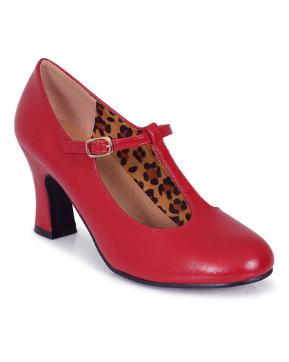 Rosewood Promenade - Rote Mary Janes mit Steg