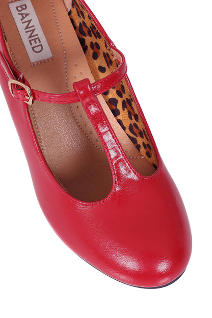 Rosewood Promenade - Rote Mary Janes mit Steg