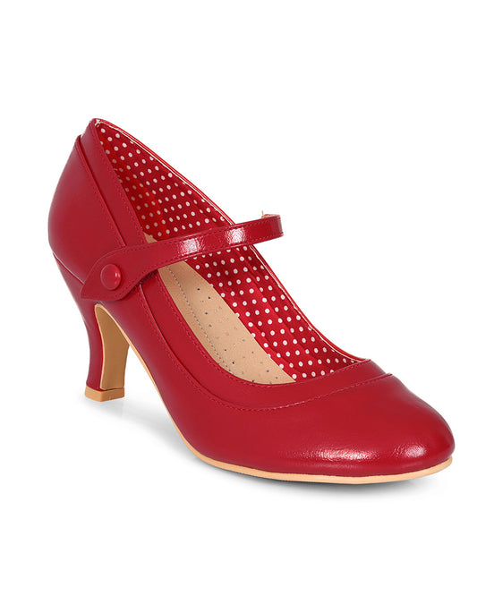 Red Piccadilly Mary Janes - rote Retro Pumps