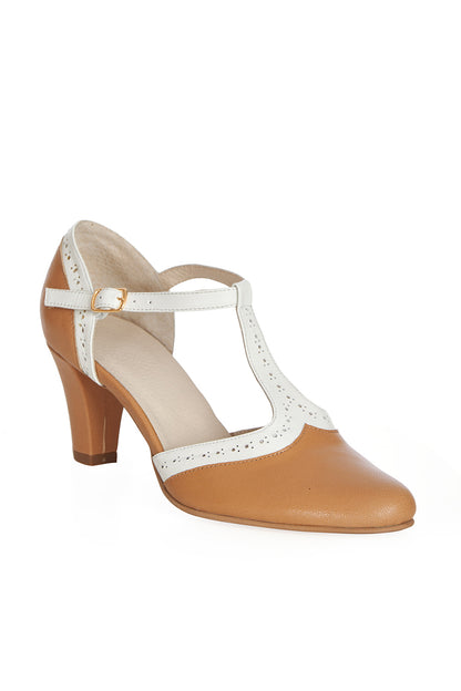 Galore Real Leather Mary Janes tan