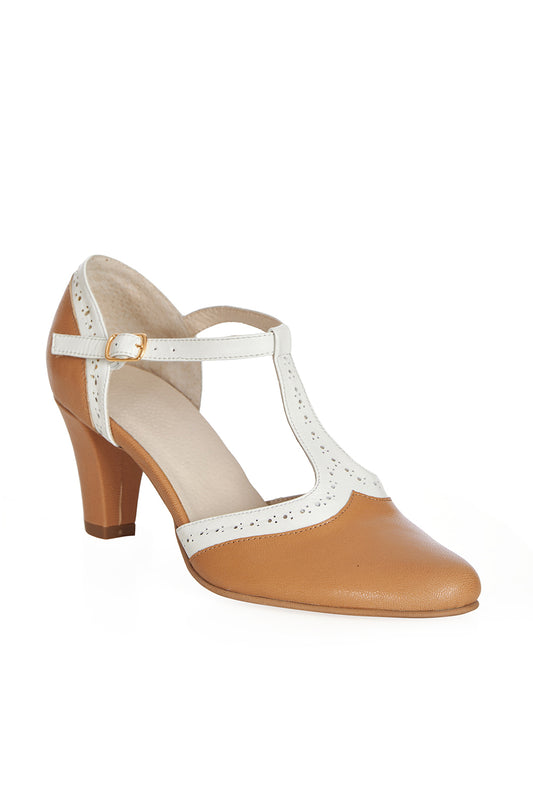 Galore Real Leather Mary Janes tan