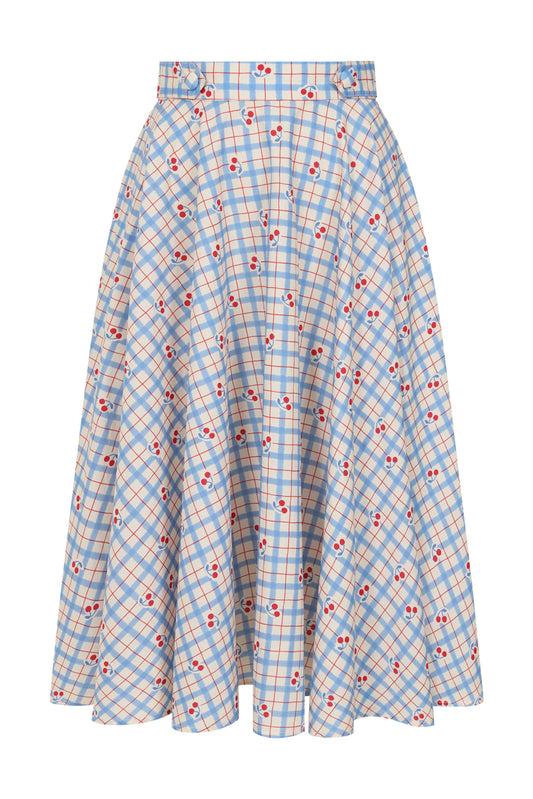 Annie Cherry Check Skirt blau