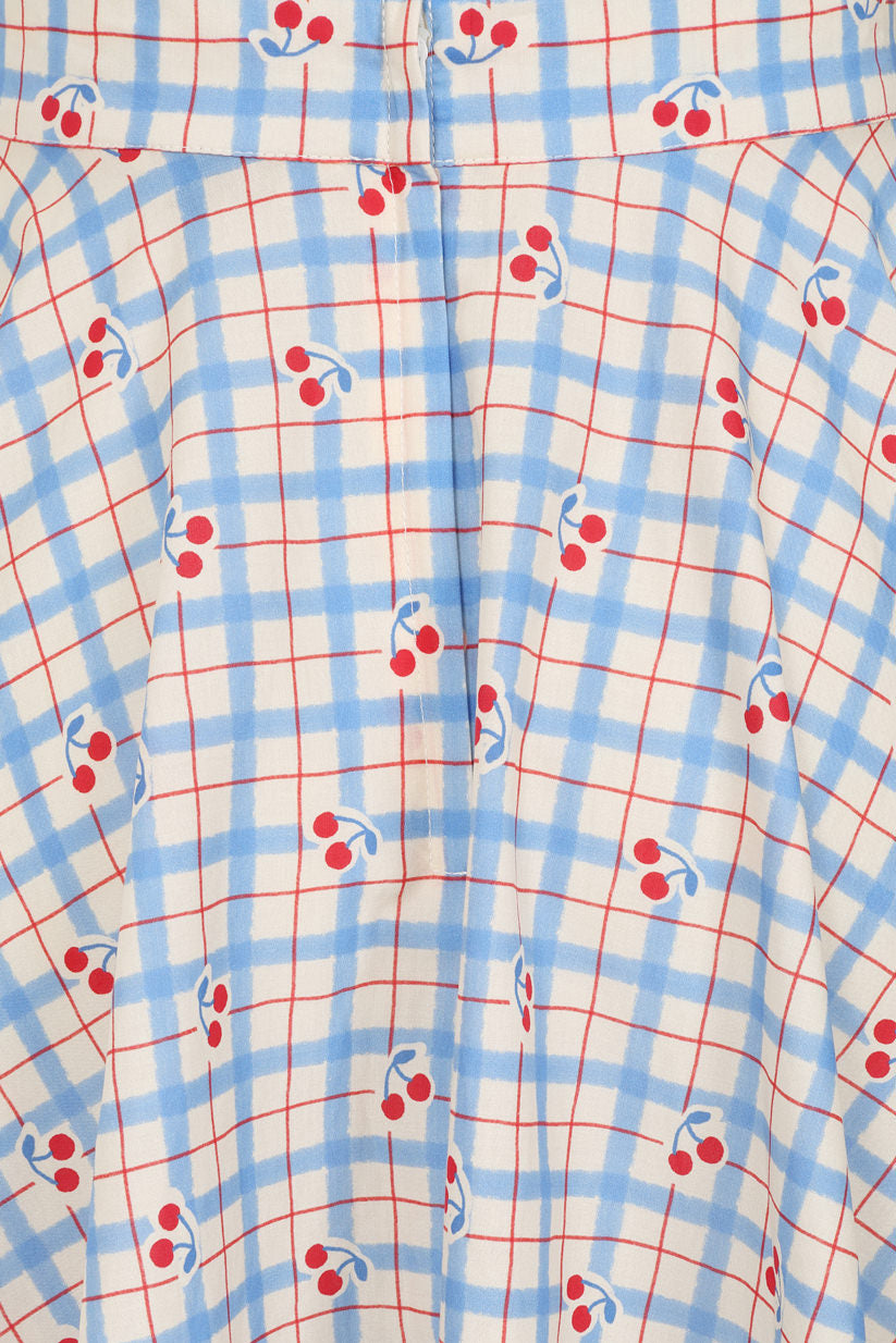 Annie Cherry Check Skirt blau