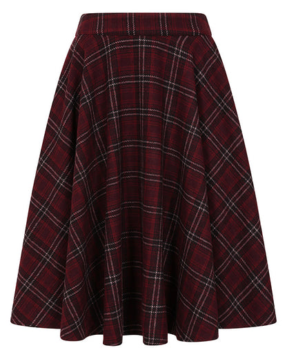 Lovely Cary Wool Skirt - Winter Rock in burgundy Tartan