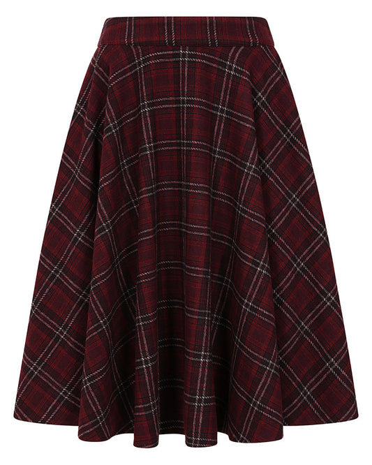 Lovely Cary Wool Skirt - Winter Rock in burgundy Tartan