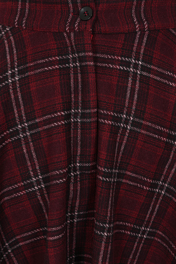 Lovely Cary Wool Skirt - Winter Rock in burgundy Tartan