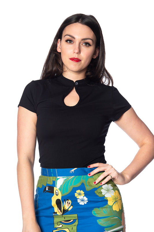 Mandarin Collar Top schwarz