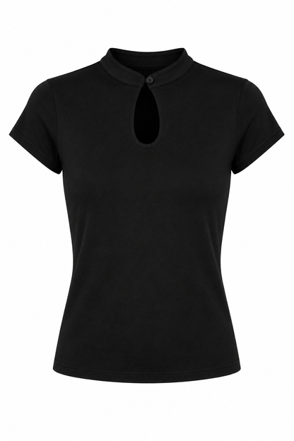 Mandarin Collar Top schwarz