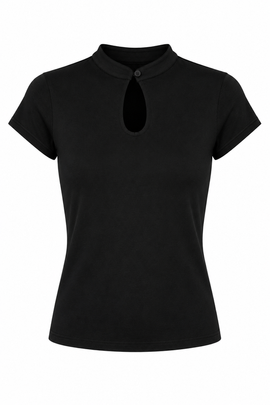 Mandarin Collar Top schwarz