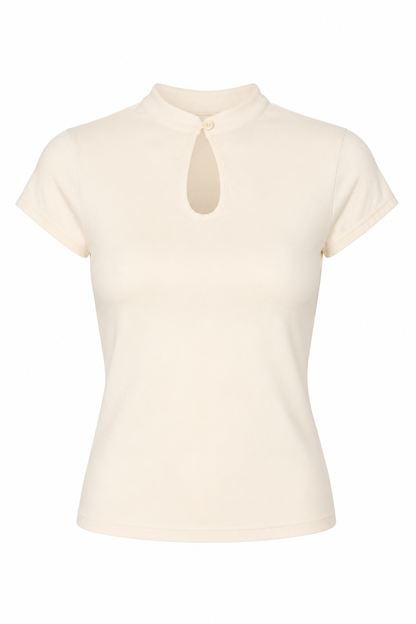 Mandarin Collar Top creme