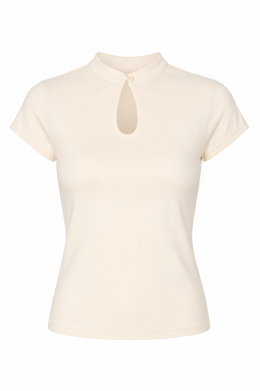 Mandarin Collar Top creme