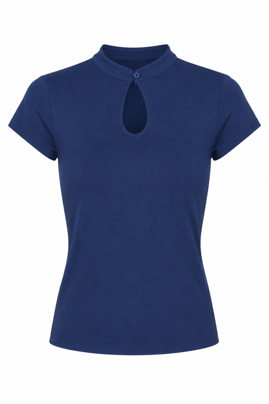 Mandarin Collar Top navy