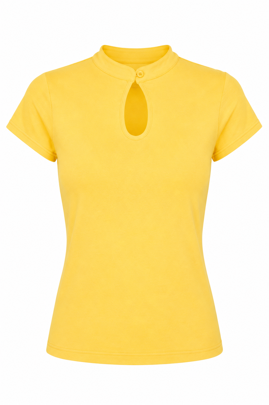 Mandarin Collar Top gelb - Shirt mit Stehkragen