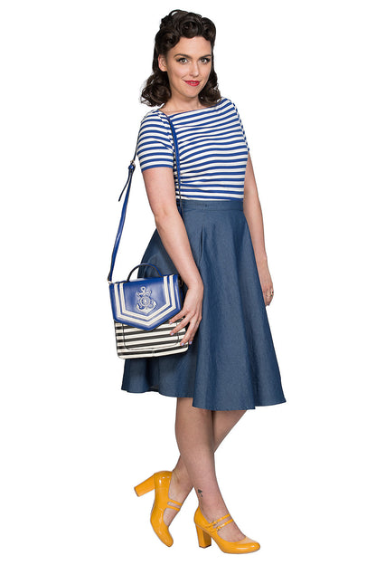 Rockabilly Stripe Top blau - gestreiftes Shirt
