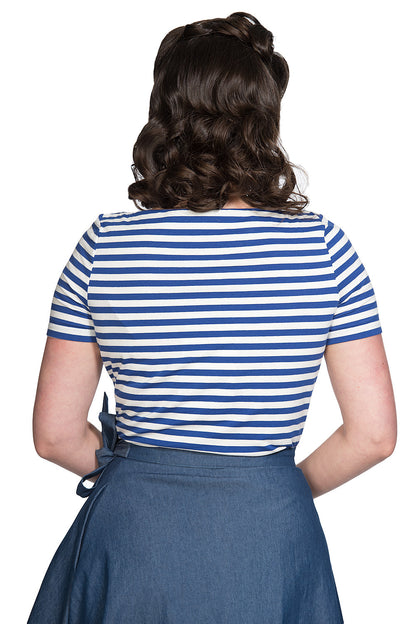 Rockabilly Stripe Top blau - gestreiftes Shirt