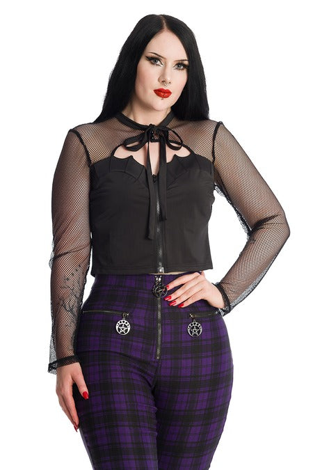 Juliet Goth Mesh Top - Shirt mit Netzärmeln