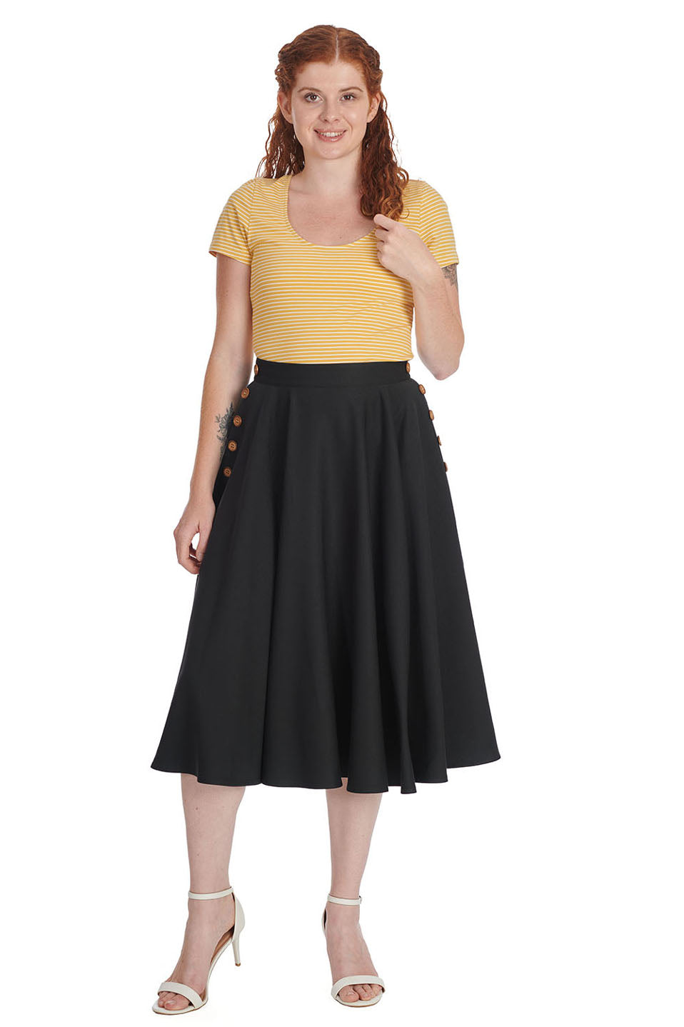 Yellow Summer Stripe Top - gelb gestreiftes Retro-Shirt