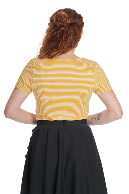 Yellow Summer Stripe Top - gelb gestreiftes Retro-Shirt