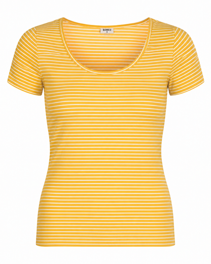 Yellow Summer Stripe Top - gelb gestreiftes Retro-Shirt