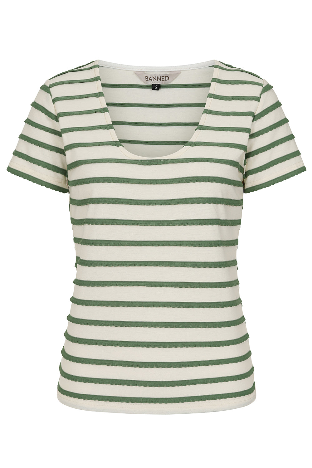 Green Summer Ethel Top - grün gestreiftes Scoop Neck Shirt