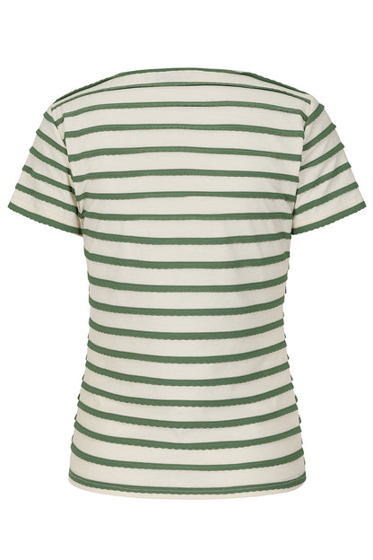 Green Summer Ethel Top - grün gestreiftes Scoop Neck Shirt