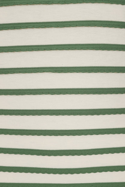 Green Summer Ethel Top - grün gestreiftes Scoop Neck Shirt