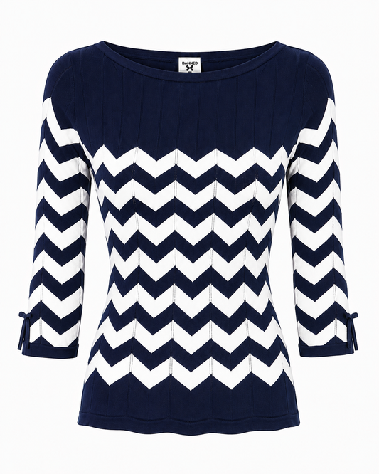 Vanilla Pulli in navy-weiß - ZickZack Top
