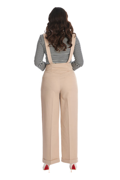 Favourites Trousers sand - Highwaist Hose mit Träger