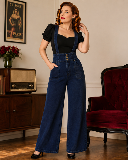 Denim Day Trousers - HighWaist Jeans mit abnehmbaren Trägern
