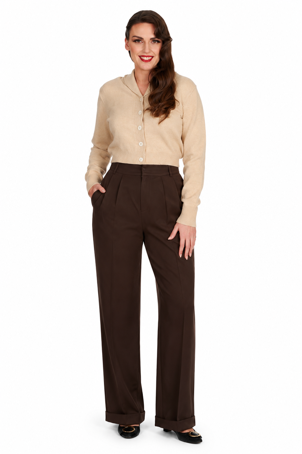 Etta James 40s Trousers - braune Marlene Hose