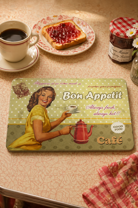 Retro Küchenbrettchen Bon Appétit Café