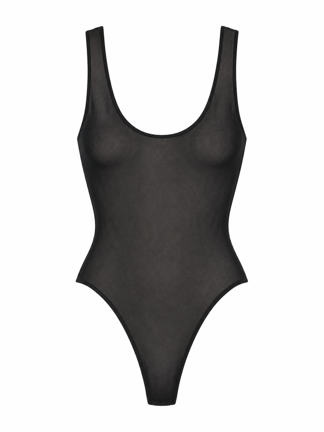 Tüll-Body - schwarzer Netz-Body