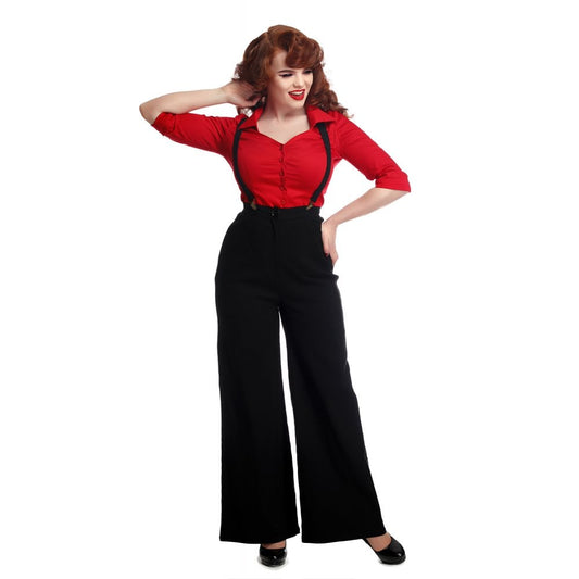 Glinda Plain 40s Trousers schwarz und navy