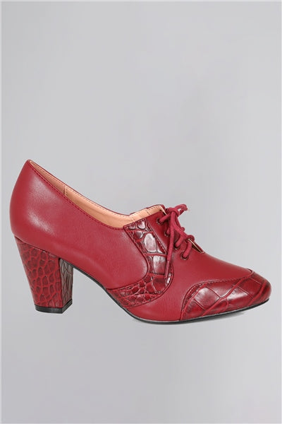 Agnes Faux Croco Heels in burgundy und navy