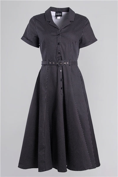 Caterina Mini Polka Kleid in schwarz